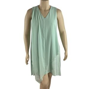 Soft Surroundings Amalfi Asymmetrical Sleeveless Dress Mint Green Petite XL